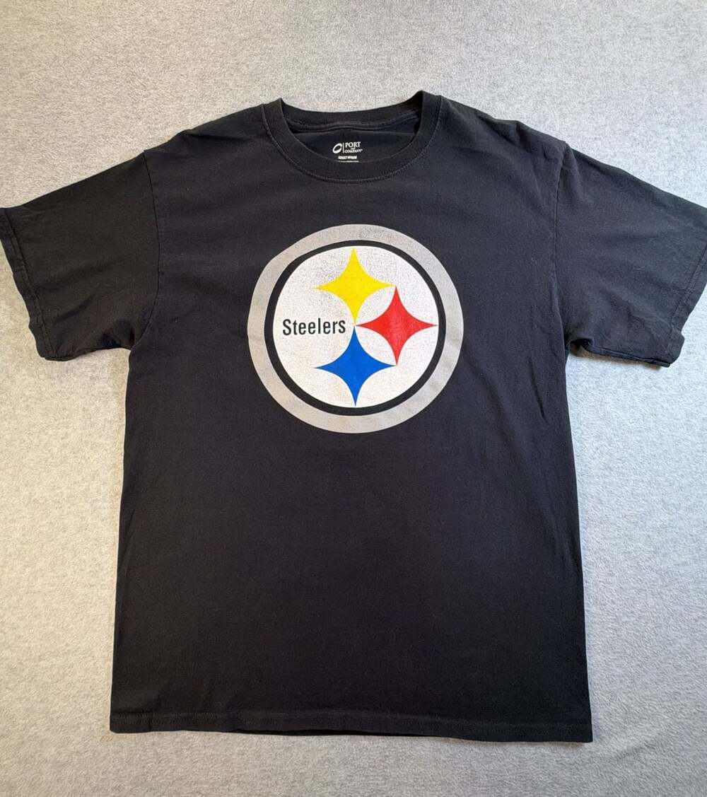 Port & Company Pittsburgh Steelers T-Shirt Size M Black Primary Logo 125